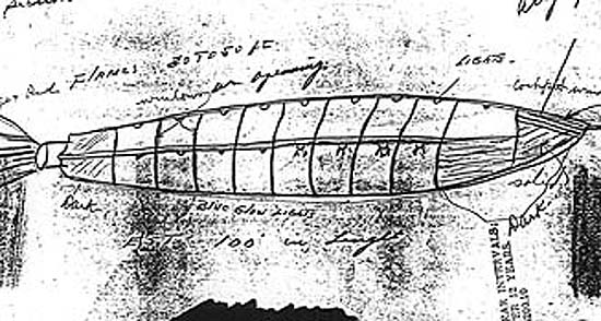 Schizzo dell'UFO a forma di sigaro di Chiles