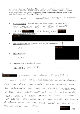 Documento che raccoglie la testimonianza dell'avvistatore (pagina 2)