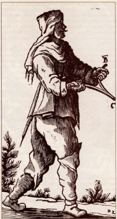 Raffigurazione di un rabdomante tratta da "La Physique occulte, ou Trait de la baguette divinatoire" dell'abate Vallemont