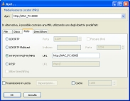 Finestra Apri Sorgente di Rete impostata su un server HTTP