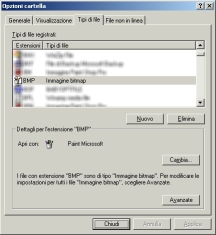 Explorer, Strumenti, Opzioni Cartella, Tipi di file