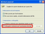 Finestra Attributi avanzati per attivare la crittografia