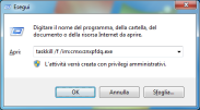 Finestra esegui con il comando taskkill