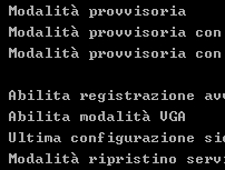 Lista delle possibili modalit di avvio in Windows XP