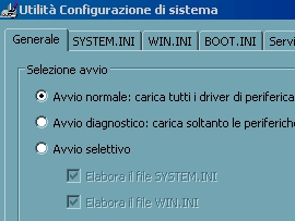 Una parte dell'utilit di configurazione di sistema