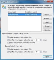 Finestra "Gruppi di invio/ricezione" di Outlook 2003/2007