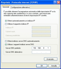 Finestra Propriet protocollo Internet TCP/IP per impostare l'indirizzo del resolver DNS
