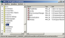 La chiave Run nell'Editor del Registro di sistema