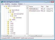 L'Editor del Registro di sistema sulla chiave HKEY_CLASSES_ROOT\*\shell\runas\command