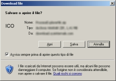 La finestra che richiede la conferma del download