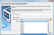 Schermata di VirtualBox per la scelta del sistema opeartivo