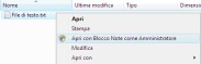 La voce Apri con Blocco Note come Amministratore del menu contestuale