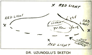 Una riproduzione di un UFO non luminoso dalla forma allungata