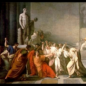 Particolare del dipinto "L'assassinio di Caio Giulio Cesare"