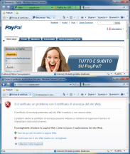 PayPal e un esempio di errore con la connessione sicura su Internet Explorer
