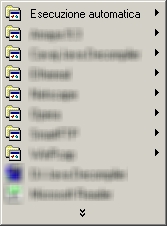 Il menu Programmi con menu personalizzati attivati