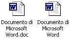 L'icona di un documento di Word senza e con l'estensione