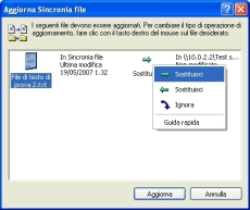 Aggiornamento dei file con Sincronia File