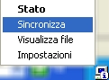 L'icona nella tray di Windows per sincronizzare i File non in linea